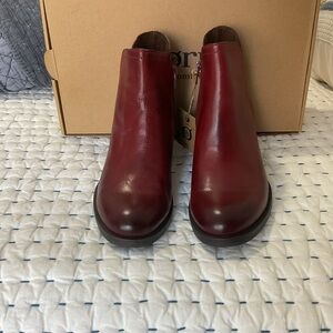 BORN Chic Red Leather Ankle Boots NWT